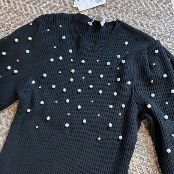 Jonathan Simkhai Embellished Juliet Sleeve Sweater Sz Small - Picture 3 of 6